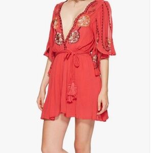 Free People Cora Boho Embroidered Mini Dress, Size Medium